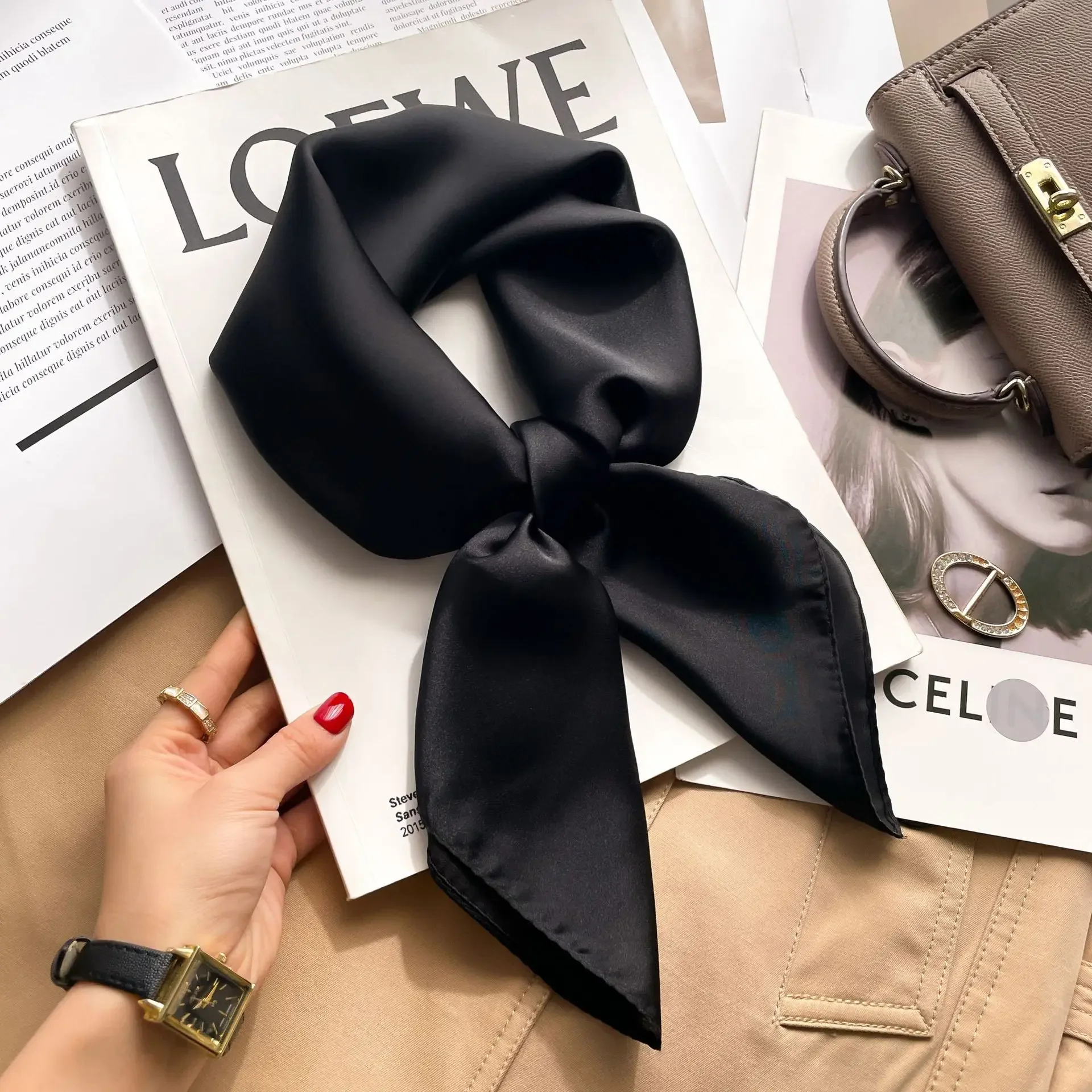 70cm Solid Colors Neckerchief  - đánh giá và giá Silk Scarf Square