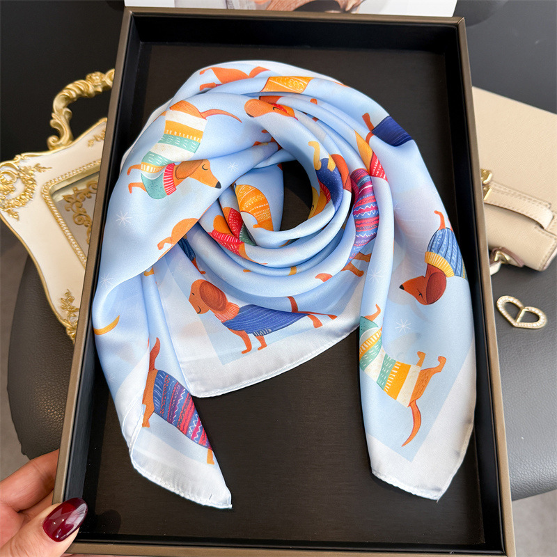 Fashion Wiener Dog Print Banda - đánh giá và giá Silk Scarf Square